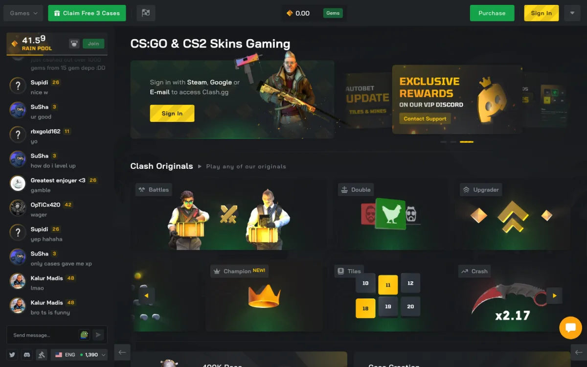 Clash.gg homepage