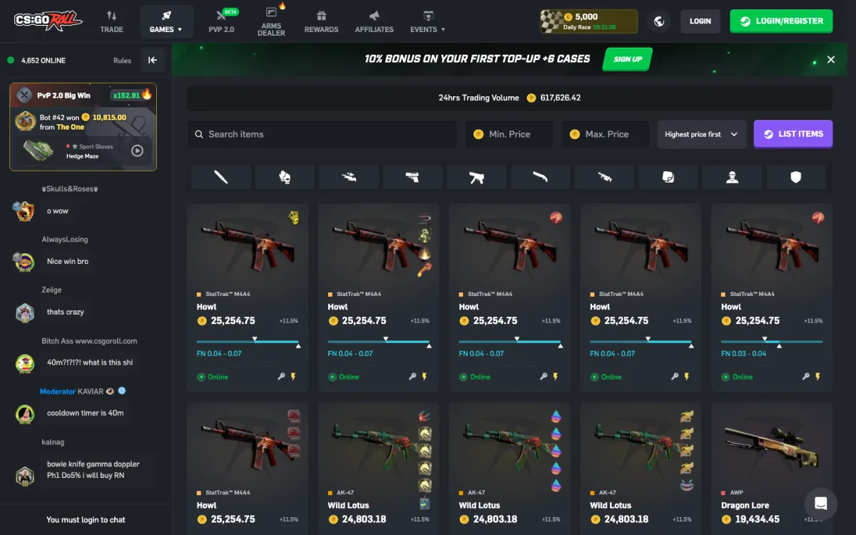 CSGORoll homepage