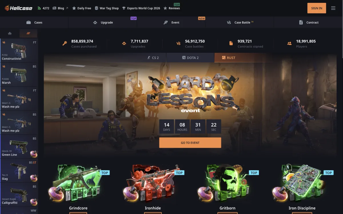 Hellcase homepage