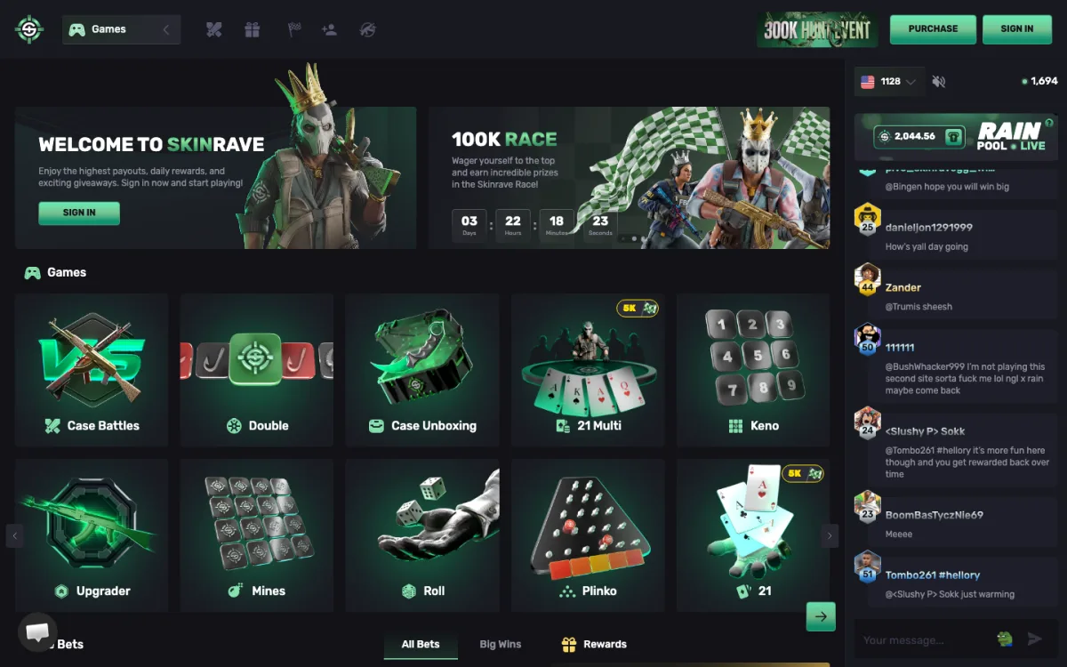 Skinrave homepage